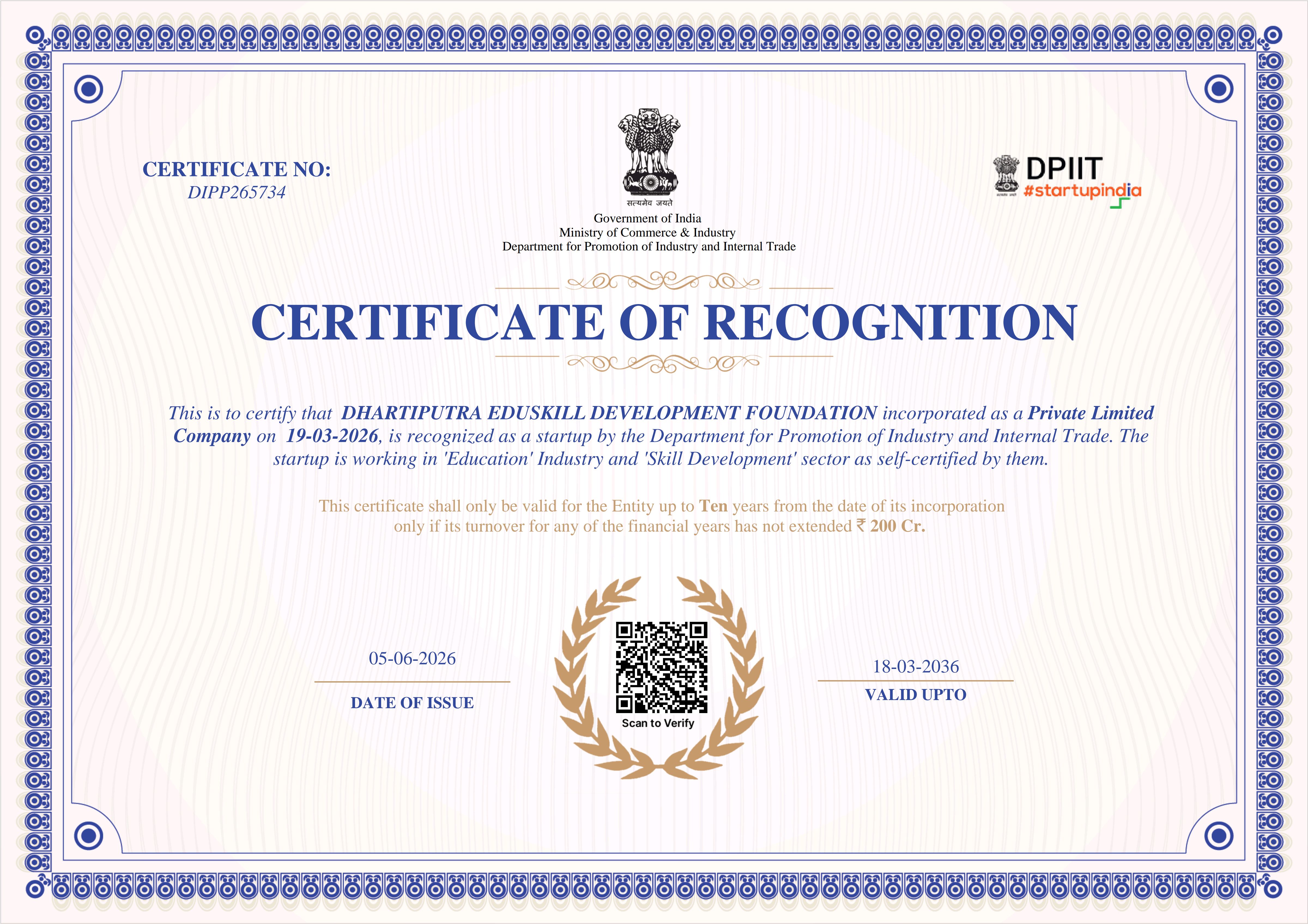 DHARTIPUTRA EDUSKILL DEVELOPMENT FOUNDATION